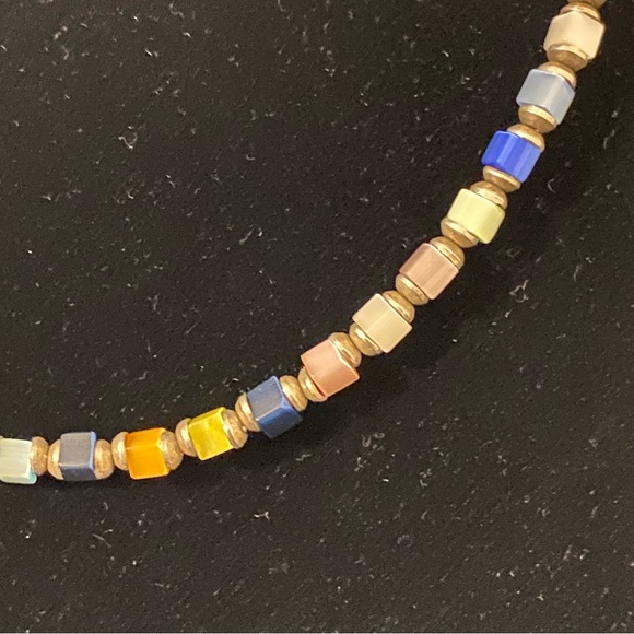 Sterling Silver and Multi-Colored  Cat's Eye Beaded Short Necklace - Picture 3 of 10